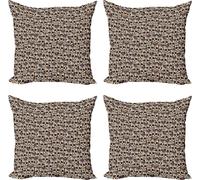 ABAKUHAUS Ensemble de housses de coussin Sugar Skull (4 pièces), crânes superposés, impression numérique moderne recto-verso, 40 cm x 40 cm, multicolore