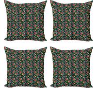 ABAKUHAUS Ensemble de housses de coussin tropical (4 pièces), imprimé floral réaliste, impression numérique moderne recto-verso, 50 cm x 50 cm, multicolore