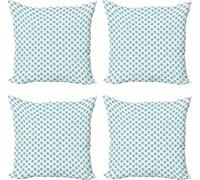 ABAKUHAUS Ensemble de housses de coussin turquoise (4 pièces), gants d'hiver pour la neige, impression numérique moderne recto-verso, 50 cm x 50 cm, blanc et bleu pâle