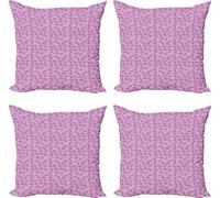ABAKUHAUS Ensemble de housses de coussin Velociraptor (4 pièces), Pastel Trex Fossil, impression numérique moderne recto-verso, 40 cm x 40 cm, rose bébé-fuchsia