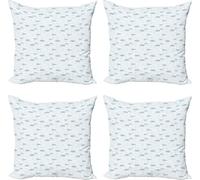 ABAKUHAUS Ensemble de housses de coussin Wolke (4 pièces), gouttes de pluie et gouttelettes, impression numérique moderne recto-verso, 45 cm x 45 cm, bleu bébé, bleu, gris