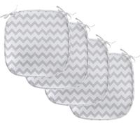 ABAKUHAUS Gris et blanc Coussins pour chaises de salle à manger, zigzag géométrique, coussins décoratifs imperméables avec sangles pour sièges de cuisine, 40 cm x 40 cm, lot de 4, gris pâle et blanc