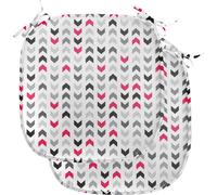 ABAKUHAUS Housses modernes pour chaises de salle à manger, zigzags rouges Chevron, coussins décoratifs imperméables avec sangles pour sièges de cuisine, 40 cm x 40 cm, lot de 2, blanc gris rose