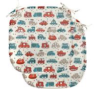 ABAKUHAUS Housses pour chaises de salle à manger, Spielzeit Kids Doodle, coussins décoratifs imperméables avec sangles pour sièges de cuisine, 40 cm x 40 cm, lot de 2, Teal Scarlet Tan