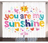 ABAKUHAUS Kids Rideau rustique, Cartoon Happy Sun Heart, Salon Rideaux universels avec boucles et crochets, 280 x 175 cm, multicolore