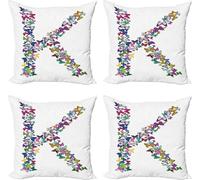 ABAKUHAUS Lettre K Ensemble de housses de coussin (4 pièces), Typographie naturelle, Impression numérique moderne recto-verso, 60 cm x 60 cm, Multicolore