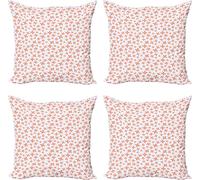 ABAKUHAUS Lot de 4 housses de coussin Pinwheel, thème ludique pour enfants, impression numérique moderne recto-verso, 40 cm x 40 cm, jaune, rose et gris