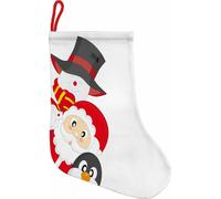 ABAKUHAUS Noël Bottes de Saint-Nicolas à suspendre Chaussettes de Noël, Happy Santa Penguin, chaussettes de Noël à suspendre, 35 x 50 cm, gris anthracite, rouge et blanc