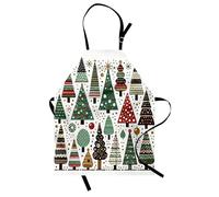 ABAKUHAUS Noël Tablier, Motif Arbre Bois Simple, Produit Unisexe avec Col Réglable pour Cuisine et Jardinage, 67 cm x 80 cm, Poivron Blanc Vert Jade