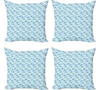 ABAKUHAUS Nursery Ensemble de housses de coussin avion (4 pièces), Enfance Enfants jouent, Impression numérique moderne recto-verso, 45 cm x 45 cm, Multicolore