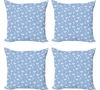 ABAKUHAUS Nursery Ensemble de housses de coussin avion (4 pièces), Fox Pilot Dreams, impression numérique moderne recto-verso, 60 cm x 60 cm, bleu bébé et blanc