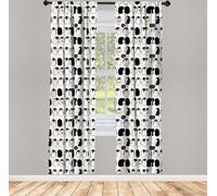 ABAKUHAUS Penguins Rideaux, voilages, thème chambre d'enfant, adorable caricature d'animaux arctiques se tenant la main, 2 pièces 75 x 225 cm, gris anthracite, souci
