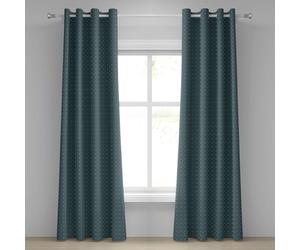 ABAKUHAUS Rideau à œillets bleu, style ethnique marocain, motifs géométriques ronds orientaux bordés, rideaux décoratifs à 2 panneaux, 280 cm x 175 cm, bleu clair et bleu gris