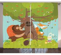 ABAKUHAUS Rideau rustique Hérisson, Animaux Cerisier, Salon Rideaux universels avec boucles et crochets, 280 x 175 cm, Multicolore