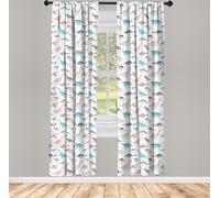 ABAKUHAUS Rideaux dinosaures, rideaux, tricératops, stégosaure, vélociraptors dans le style cartoon pour enfants, animaux du Mésozoïque, 2 pièces 75 x 225 cm, multicolore