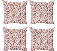 ABAKUHAUS Set de housses de coussin de Noël (4 pièces), imprimé flocons de neige, impression numérique moderne recto-verso, 45 cm x 45 cm, gris pâle rubis