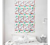 ABAKUHAUS Tapisserie et couvre-lit vintage, motif rétro ancien en microfibre douce Lavable sans décoloration Impression numérique, 140 x 230 cm, corail noir