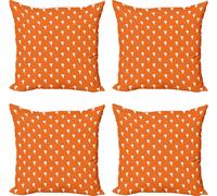 ABAKUHAUS Tornado Set de housses de coussin (4 pièces), motif tourbillon sur fond orange, impression numérique moderne recto-verso, 45 cm x 45 cm, orange et blanc