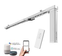 ABALON Rail motorisé pour Rideaux, Blanc, de 1 à 2 mètres, Moteur WiFi Compatible avec Alexa, Google Home, Smartphone App, Smart Home, avec télécommande, Rail électique, Rideau Electrique Courbe.