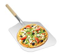 Abaobao Pelle à pizza en aluminium avec poignée en bois amovible, lame de 30,5 x 35,6 cm, long manche de 30,5 cm, 66 cm au total - Accessoires de four à pizza d'extérieur