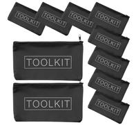 Abaodam 10 Pièces Paquet de Rangement Outils en Tissu Oxford Noir avec | Format Compact 19,50x11,00x0,20cm, Poignée Renforcée, Forme Plate, pour Clés et Vis