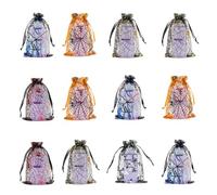 Abaodam 100 Pièces Paquet à Cordon Pochettes Réutilisables en Organza Halloween pour Bonbons en Tissu Impression Toile D'araignée, Pratiques et Faciles à Manipuler