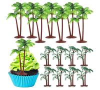 Abaodam 16 Pièces Décoration De Gâteau De Cocotier En Plastique Mini Cocotiers Artificiels Pour Cupcake Gâteau De Plage Fête Tropicale Anniversaire Et Décorations De D'Arbre