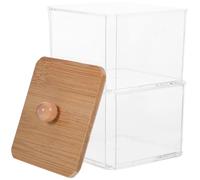 Abaodam 1ensemble Boîte de Rangement Empilable Transparente pour Cotons-tiges et Accessoires Boîte à Coton Multifonctionnelle Matériau Résistant pour Salle de Bain et Coiffeuse Organiseur