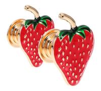 Abaodam 2 Pièces Boutons de Meuble en Alliage de Zinc Rouge Forme Fraise, Poignée de Tiroir Décorative Trou Unique, pour Tiroirs de Commode et Décoration Intérieure