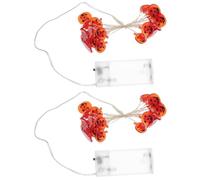 Abaodam 2 Pièces Guirlande Lumineuse LED d'halloween 20 LED de Citrouille Orange en Plastique, Alimentée par Piles AA, Décoration Lumineuse pour Festival et Maison