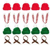 Abaodam 20 Pièces Mini Chapeau de Noël en Laine Écharpe Miniature | Lot Réutilisable pour Ateliers DIY et Centres de Table, Style Classique, pour Gobelets et Décorations