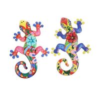 Abaodam 2pièces Décorations Fer Gécko Forme Créations Intérieur Extérieur Art Mural Décorations Murales Gécko Ornements Pendentifs Muraux Ornements Muraux Fer Maison