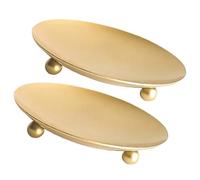 Abaodam 2pièces Support Bougie Fer Doré Plateau Décoratif Rangement Moderne pour Cire Mariage Fête Noël et Décoration Intérieur Lot