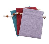 Abaodam 3 Pcs Pochettes à Cordon en Lin Exquisément Fabriquées pour Rangement Bijoux et Ornements de Cheveux, Pochettes Portables pour Présents et Usage Quotidien