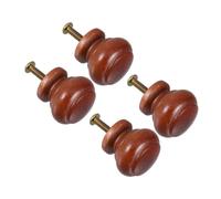 Abaodam 4 Pièces Bouton Rond en Bois Massif Forme Champignon | Poignée Marron au Finition Lisse Poli, Prise Ergonomique, Style Rustique Moderne, Rénovation Maison, Vis Incluse