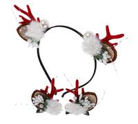 Abaodam 4pièces Set de Serre-têtes Noël de Renne Oreilles Flocons Accessoire Déguisement Fête Pinces Cheveux