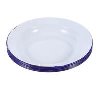 Abaodam 5 Pièces Assiette Ronde Émaillée Vintage 16cm Blanche à Bord | Design Rétro Classique, Usage Polyvalent pour Repas et Apéritifs, Empilable, Facile à Nettoyer