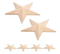 Abaodam 6 Pièces Applique en Bois Massif Sculpté, Étoile Européenne | Bois Brut, Grain Visible, pour Portes et Armoires, Finition Khaki, Style Classique Raffiné