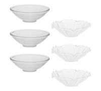 Abaodam 6 Pièces Soucoupe à Bougie en Verre, Collerette Ronde Nervurée | Verre Transparent, Finition de Fleur Bobeche, pour Chandeliers et Surfaces, Usage Décoratif, Fêtes et Maison