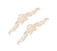 Abaodam Appliques en Bois Sculpté Européen Beige Naturel Facile à Peindre 2pcs Motifs Gravés Délicats Décoration Meubles Élégante pour Portes D'armoires