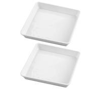 Abaodam Assiettes Carrées en Plastique 2 Unités 40 CM Blanches, sans Trou, pour Drainage de Pots de Fleurs, Usage Intérieur et Extérieur