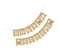 Abaodam Bannière D'anniversaire Bébé en Fleurs en Lin, Drapeau Sirène | Décoration de Porte, Fond Photo, Ambiance Festive, pour Fête D'anniversaire et Usage Extérieur