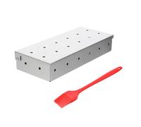 Abaodam Boîte à Fumée pour Barbecue en Acier Inoxydable Rouge Pinceau en Silicone, Résistance Haute Température, Facile à Laver, Ensemble 2 Pièces pour Accessoires de Barbecue