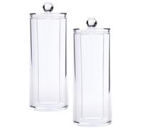 Abaodam Boîte de Rangement Cylindrique Transparente en PS 2pcs Couvercle Hermétique Solide et Pratique pour Bandeaux Cheveux et Cotons Démaquillants pour Salle de Bain