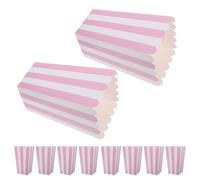 Abaodam Boîtes à Pop-corn Usage Polyvalent Lot de 24 en Papier Rose Rayé avec Bords Ondulés, Taille Petite pour Fêtes D'anniversaire et Décoration de Table Festive