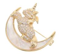 Abaodam Broche Licorne en Métal avec Coquille Naturelle Épingle à Châle pour Femme Mini Broche Décorative Élégante pour Vestes Paquet Fêtes et Présents Femme Noël