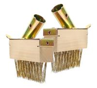 Abaodam Brosse à Désherber en Fil d'acier Manche en Bois Antidérapant, 2pcs pour Fissures Sol, pour Jardin et Ambiance Estivale