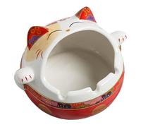 Abaodam Cendrier Décoratif Conteneur à Mégots en Céramique Rouge de Chat Pratique et Ornement de Maison pour Bureau