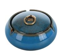 Abaodam Cendrier en Céramique avec Couvercle Coupe-Vent et Base Antidérapante, Grosse Capacité, pour Bureau ou Patio, Design Élégant et Rustique