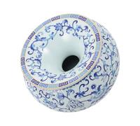 Abaodam Cendrier en Céramique Bleu et Blanc Vintage D'entonnoir, Résistant à Haute Température, Capacité Moyenne, pour Bureau Intérieur et Fumeurs